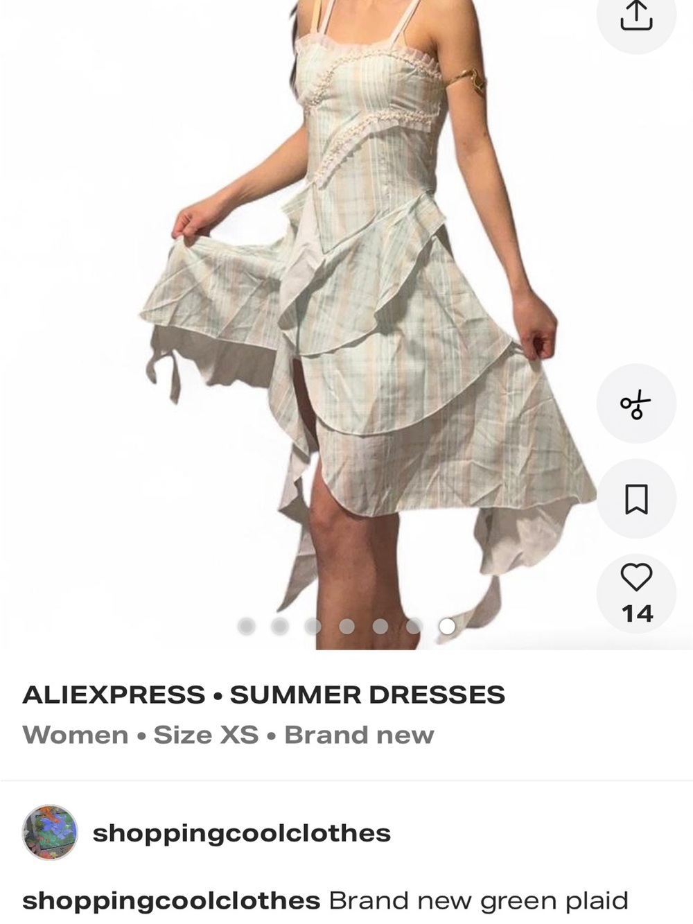 Express Pastel Stripe Asymmetrical Ruffle Sundress - Mint & Peach - Picture 7 of 7